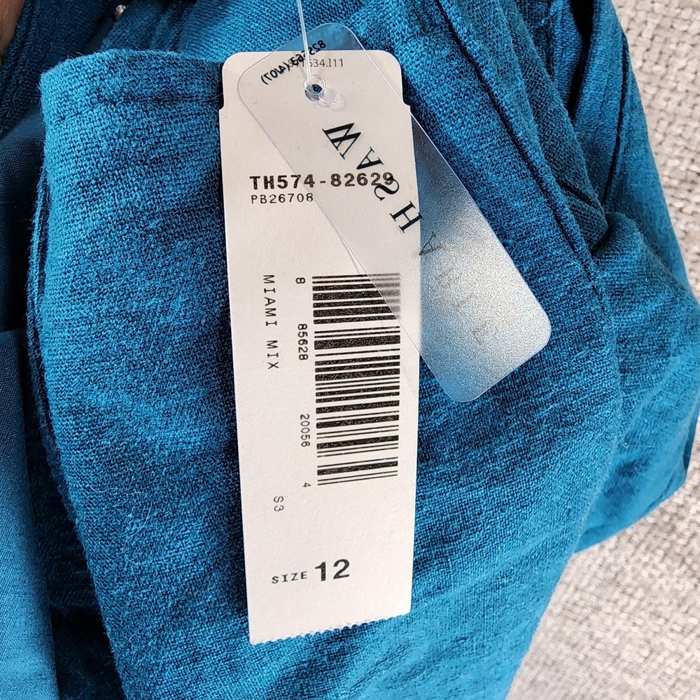 Pendleton Linen Blend Wide Leg Pants Womens 12 Turquoise Zip Button NWT - Picture 14 of 14